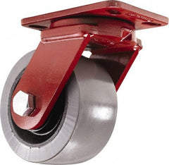 Hamilton - 6" Diam x 3" Wide x 7-1/2" OAH Top Plate Mount Swivel Caster - Polyurethane, 3,000 Lb Capacity, Sealed Precision Ball Bearing, 4-1/2 x 6-1/2" Plate - Exact Industrial Supply