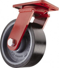 Hamilton - 10" Diam x 3" Wide x 11-1/2" OAH Top Plate Mount Swivel Caster - Polyurethane, 3,200 Lb Capacity, Sealed Precision Ball Bearing, 4-1/2 x 6-1/2" Plate - Exact Industrial Supply