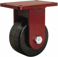 Hamilton - 6" Diam x 3" Wide x 8-1/2" OAH Top Plate Mount Rigid Caster - Phenolic, 2,000 Lb Capacity, Tapered Roller Bearing, 5-1/2 x 7-1/2" Plate - Exact Industrial Supply