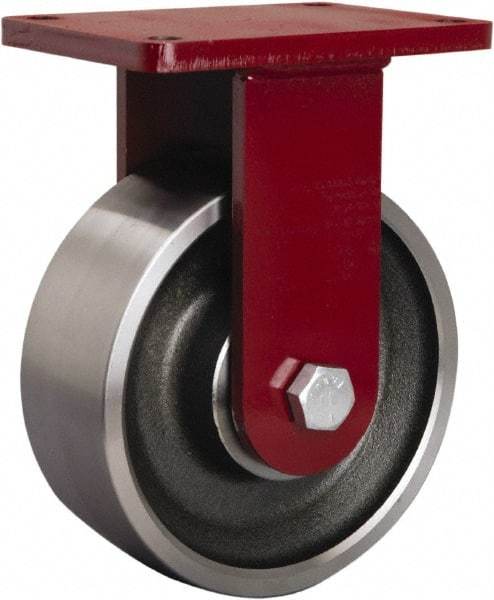 Hamilton - 8" Diam x 3" Wide x 10-1/2" OAH Top Plate Mount Rigid Caster - Forged Steel, 4,000 Lb Capacity, Sealed Precision Ball Bearing, 5-1/2 x 7-1/2" Plate - Exact Industrial Supply