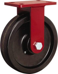 Hamilton - 10" Diam x 2-1/2" Wide x 11-1/2" OAH Top Plate Mount Rigid Caster - Phenolic, 2,200 Lb Capacity, Tapered Roller Bearing, 5 x 7" Plate - Exact Industrial Supply