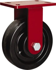 Hamilton - 8" Diam x 2-1/2" Wide x 10-1/8" OAH Top Plate Mount Rigid Caster - Phenolic, 2,000 Lb Capacity, Tapered Roller Bearing, 5 x 7" Plate - Exact Industrial Supply