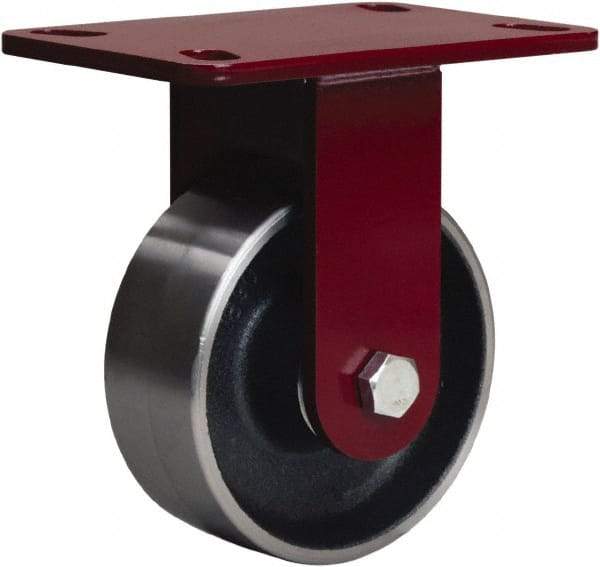 Hamilton - 5" Diam x 2" Wide x 6-3/4" OAH Top Plate Mount Rigid Caster - Forged Steel, 1,500 Lb Capacity, Sealed Precision Ball Bearing, 4-1/2 x 6-1/2" Plate - Exact Industrial Supply
