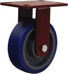 Hamilton - 6" Diam x 2" Wide x 7-3/4" OAH Top Plate Mount Rigid Caster - Polyurethane Mold onto Cast Iron Center, 960 Lb Capacity, Tapered Roller Bearing, 4-1/2 x 6-1/2" Plate - Exact Industrial Supply