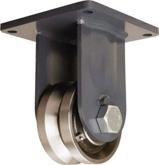 Hamilton - 6" Diam x 3" Wide, Forged Steel Rigid Caster - 10,000 Lb Capacity, Top Plate Mount, 8-1/2" x 8-1/2" Plate, Tapered Roller Bearing - Exact Industrial Supply