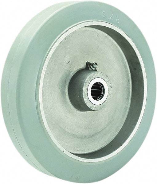 Hamilton - 8 Inch Diameter x 2 Inch Wide, Rubber on Aluminum Caster Wheel - 500 Lb. Capacity, 2-1/4 Inch Hub Length, 5/8 Inch Axle Diameter, Straight Roller Bearing - Exact Industrial Supply