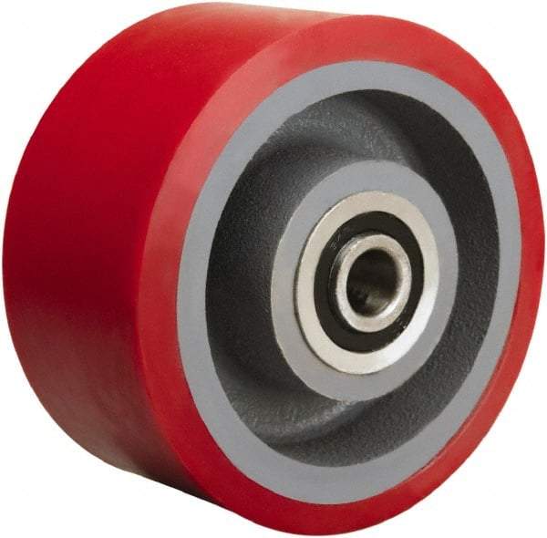 Hamilton - 6 Inch Diameter x 3 Inch Wide, Polyurethane on Cast Iron Caster Wheel - 2,600 Lb. Capacity, 3-1/4 Inch Hub Length, 1 Inch Axle Diameter, Tapered Roller Bearing - Exact Industrial Supply