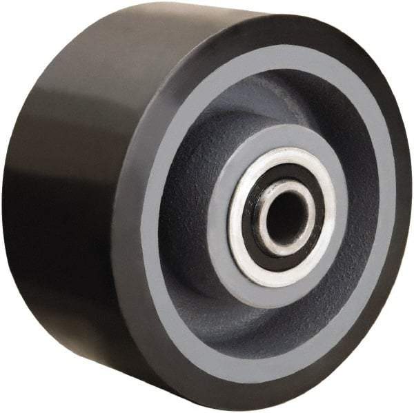 Hamilton - 6 Inch Diameter x 3 Inch Wide, Polyurethane on Cast Iron Caster Wheel - 2,860 Lb. Capacity, 3-1/4 Inch Hub Length, 3/4 Inch Axle Diameter, Tapered Roller Bearing - Exact Industrial Supply