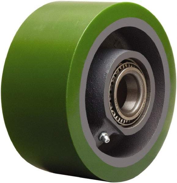 Hamilton - 6 Inch Diameter x 3 Inch Wide, Polyurethane on Cast Iron Caster Wheel - 2,200 Lb. Capacity, 3-1/4 Inch Hub Length, 1-1/4 Inch Axle Diameter, Tapered Roller Bearing - Exact Industrial Supply