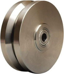 Hamilton - 6 Inch Diameter x 2 Inch Wide, Stainless Steel Caster Wheel - 1,200 Lb. Capacity, 2-1/2 Inch Hub Length, 1/2 Inch Axle Diameter, Stainless Steel Precision Ball Bearing - Exact Industrial Supply