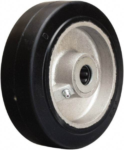 Hamilton - 6 Inch Diameter x 2 Inch Wide, Rubber on Aluminum Caster Wheel - 410 Lb. Capacity, 2-1/4 Inch Hub Length, 3/4 Inch Axle Diameter, Straight Roller Bearing - Exact Industrial Supply