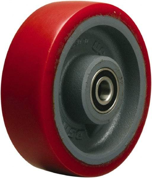 Hamilton - 6 Inch Diameter x 2 Inch Wide, Polyurethane on Cast Iron Caster Wheel - 1,400 Lb. Capacity, 2-1/4 Inch Hub Length, 3/4 Inch Axle Diameter, Tapered Roller Bearing - Exact Industrial Supply