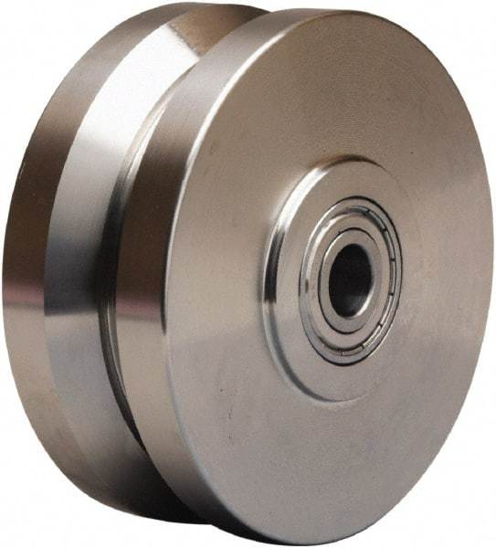 Hamilton - 5 Inch Diameter x 2 Inch Wide, Stainless Steel Caster Wheel - 950 Lb. Capacity, 2-1/2 Inch Hub Length, 1/2 Inch Axle Diameter, Stainless Steel Precision Ball Bearing - Exact Industrial Supply