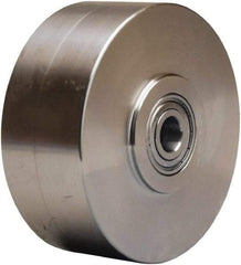 Hamilton - 5 Inch Diameter x 2 Inch Wide, Stainless Steel Caster Wheel - 900 Lb. Capacity, 2-1/4 Inch Hub Length, 3/4 Inch Axle Diameter, Plain Bore Bearing - Exact Industrial Supply
