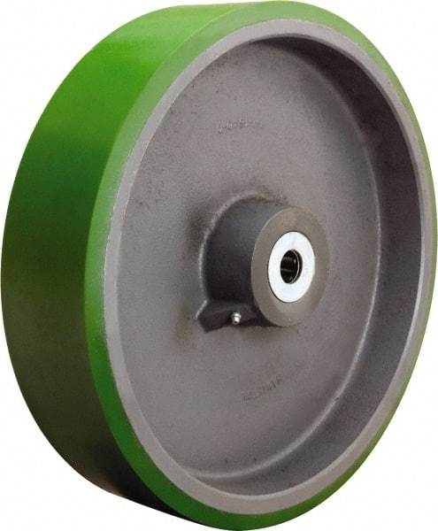 Hamilton - 16 Inch Diameter x 3 Inch Wide, Polyurethane on Cast Iron Caster Wheel - 3,750 Lb. Capacity, 3-1/4 Inch Hub Length, 2-3/16 Inch Axle Diameter, Plain Bore Bearing - Exact Industrial Supply