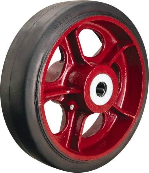 Hamilton - 12 Inch Diameter x 3-1/2 Inch Wide, Rubber on Cast Iron Caster Wheel - 1,370 Lb. Capacity, 4-1/4 Inch Hub Length, 1-1/2 Inch Axle Diameter, Straight Roller Bearing - Exact Industrial Supply