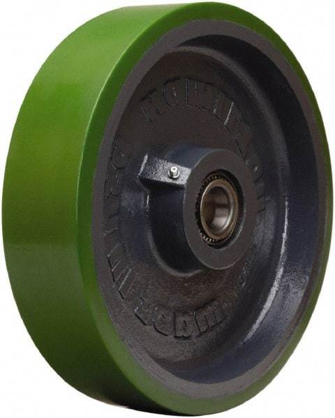Hamilton - 12 Inch Diameter x 3 Inch Wide, Polyurethane on Cast Iron Caster Wheel - 3,500 Lb. Capacity, 3-1/4 Inch Hub Length, 1 Inch Axle Diameter, Tapered Roller Bearing - Exact Industrial Supply
