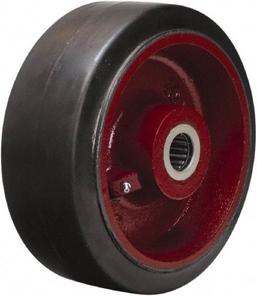 Hamilton - 10 Inch Diameter x 4 Inch Wide, Rubber on Cast Iron Caster Wheel - 1,400 Lb. Capacity, 4-1/4 Inch Hub Length, 1-1/4 Inch Axle Diameter, Straight Roller Bearing - Exact Industrial Supply