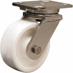 Hamilton - 5" Diam x 2" Wide x 6-1/2" OAH Top Plate Mount Swivel Caster - Polyolefin, 650 Lb Capacity, Delrin Bearing, 4 x 5" Plate - Exact Industrial Supply