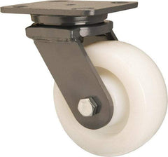 Hamilton - 5" Diam x 2" Wide x 6-1/2" OAH Top Plate Mount Swivel Caster - Nylon, Sealed Precision Ball Bearing, 4 x 5" Plate - Exact Industrial Supply