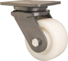 Hamilton - 4" Diam x 2" Wide x 5-5/8" OAH Top Plate Mount Swivel Caster - Nylon, Sealed Precision Ball Bearing, 4 x 5" Plate - Exact Industrial Supply