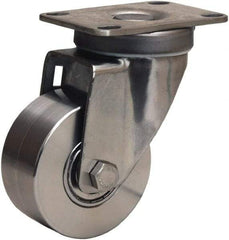 Hamilton - 3" Diam x 1-3/8" Wide x 4-5/8" OAH Top Plate Mount Swivel Caster - Forged Steel, 325 Lb Capacity, Stainless Steel Precision Ball Bearing, 2-3/8 x 3-5/8" Plate - Exact Industrial Supply