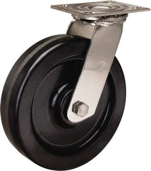 Hamilton - 8" Diam x 2" Wide x 9-1/2" OAH Top Plate Mount Swivel Caster - Phenolic, 800 Lb Capacity, Delrin Bearing, 3-3/4 x 4-1/2" Plate - Exact Industrial Supply