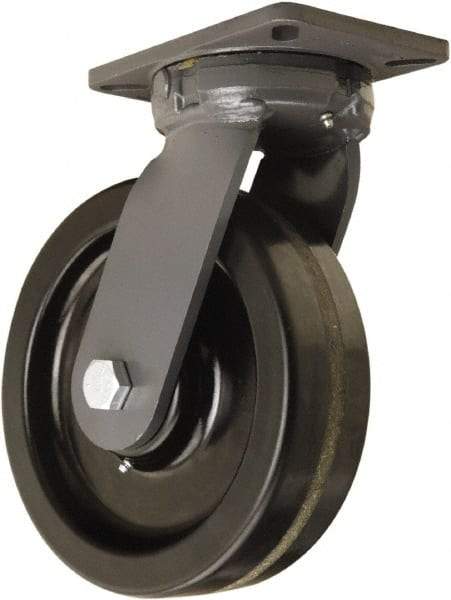 Hamilton - 10" Diam x 3" Wide x 12-1/2" OAH Top Plate Mount Swivel Caster - Phenolic, 2,900 Lb Capacity, Straight Roller Bearing, 5-1/4 x 7-1/4" Plate - Exact Industrial Supply