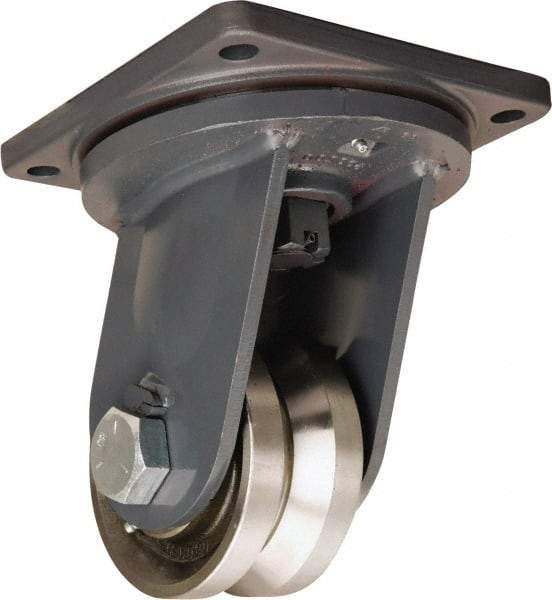 Hamilton - 6" Diam x 3" Wide, Forged Steel Swivel Caster - 10,000 Lb Capacity, Top Plate Mount, 8-1/2" x 8-1/2" Plate, Tapered Roller Bearing - Exact Industrial Supply