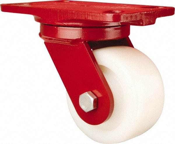 Hamilton - 4" Diam x 2" Wide x 5-5/8" OAH Top Plate Mount Swivel Caster - Nylon, Sealed Precision Ball Bearing, 4-1/2 x 6-1/2" Plate - Exact Industrial Supply