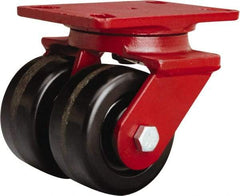 Hamilton - 4" Diam x 2" Wide x 5-5/8" OAH Top Plate Mount Swivel Caster - Phenolic, 1,600 Lb Capacity, Straight Roller Bearing, 4-1/2 x 6-1/2" Plate - Exact Industrial Supply