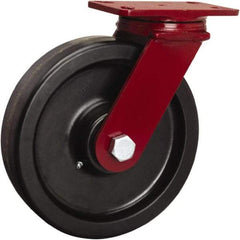 Hamilton - 10" Diam x 2-1/2" Wide x 11-1/2" OAH Top Plate Mount Swivel Caster - Phenolic, 2,200 Lb Capacity, Tapered Roller Bearing, 4-1/2 x 6-1/2" Plate - Exact Industrial Supply