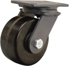 Hamilton - 6" Diam x 3" Wide x 7-3/4" OAH Top Plate Mount Swivel Caster - Phenolic, 2,000 Lb Capacity, Straight Roller Bearing, 4-1/2 x 6-1/2" Plate - Exact Industrial Supply