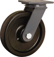 Hamilton - 10" Diam x 2-1/2" Wide x 12-1/16" OAH Top Plate Mount Swivel Caster - Phenolic, 2,400 Lb Capacity, Tapered Roller Bearing, 4-1/2 x 6-1/2" Plate - Exact Industrial Supply