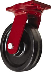 Hamilton - 10" Diam x 2-1/2" Wide x 12-1/2" OAH Top Plate Mount Swivel Caster - Phenolic, 2,500 Lb Capacity, Tapered Roller Bearing, 6-1/8 x 7-1/2" Plate - Exact Industrial Supply