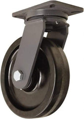 Hamilton - 10" Diam x 2-1/2" Wide x 12-1/2" OAH Top Plate Mount Swivel Caster - Phenolic, 2,500 Lb Capacity, Tapered Roller Bearing, 5-1/4 x 7-1/4" Plate - Exact Industrial Supply