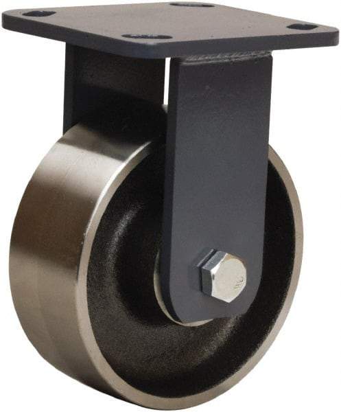 Hamilton - 5" Diam x 2" Wide x 6-1/2" OAH Top Plate Mount Rigid Caster - Forged Steel, 1,500 Lb Capacity, Tapered Roller Bearing, 4 x 4-1/2" Plate - Exact Industrial Supply