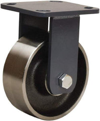 Hamilton - 5" Diam x 2" Wide x 6-1/2" OAH Top Plate Mount Rigid Caster - Forged Steel, 2,000 Lb Capacity, Sealed Precision Ball Bearing, 4 x 4-1/2" Plate - Exact Industrial Supply