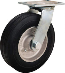 Hamilton - 10" Diam x 2-3/4" Wide, Rubber Swivel Caster - 700 Lb Capacity, Top Plate Mount, 4-1/2" x 6-1/4" Plate, Straight Roller Bearing - Exact Industrial Supply