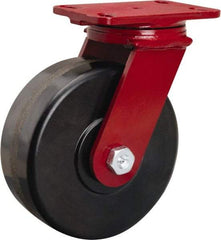 Hamilton - 8" Diam x 3" Wide x 10-1/8" OAH Top Plate Mount Swivel Caster - Phenolic, 2,200 Lb Capacity, Tapered Roller Bearing, 4-1/2 x 6-1/2" Plate - Exact Industrial Supply