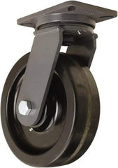 Hamilton - 10" Diam x 3" Wide x 12-1/2" OAH Top Plate Mount Swivel Caster - Phenolic, 2,900 Lb Capacity, Tapered Roller Bearing, 5-1/4 x 7-1/4" Plate - Exact Industrial Supply