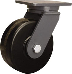Hamilton - 8" Diam x 3" Wide x 10-1/2" OAH Top Plate Mount Swivel Caster - Phenolic, 3,000 Lb Capacity, Tapered Roller Bearing, 5-1/4 x 7-1/4" Plate - Exact Industrial Supply