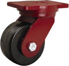Hamilton - 6" Diam x 3" Wide x 8-1/2" OAH Top Plate Mount Swivel Caster - Phenolic, 2,000 Lb Capacity, Tapered Roller Bearing, 6-1/8 x 7-1/2" Plate - Exact Industrial Supply