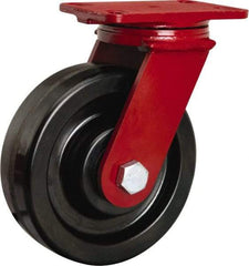 Hamilton - 8" Diam x 2-1/2" Wide x 10-1/8" OAH Top Plate Mount Swivel Caster - Phenolic, 2,000 Lb Capacity, Tapered Roller Bearing, 4-1/2 x 6-1/2" Plate - Exact Industrial Supply