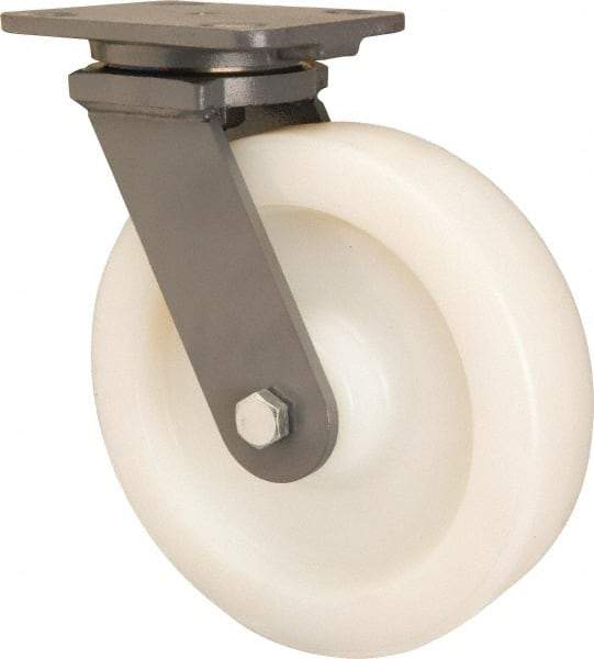 Hamilton - 5" Diam x 2" Wide x 6-3/4" OAH Top Plate Mount Swivel Caster - Nylon, Sealed Precision Ball Bearing, 4-1/2 x 6-1/2" Plate - Exact Industrial Supply