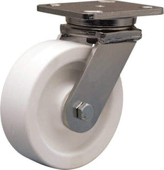 Hamilton - 6" Diam x 2" Wide x 7-1/2" OAH Top Plate Mount Swivel Caster - Polyolefin, 750 Lb Capacity, Delrin Bearing, 4 x 5" Plate - Exact Industrial Supply
