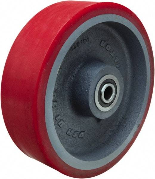 Hamilton - 10 Inch Diameter x 3 Inch Wide, Polyurethane on Cast Iron Caster Wheel - 3,600 Lb. Capacity, 3-1/4 Inch Hub Length, 3/4 Inch Axle Diameter, Precision Ball Bearing - Exact Industrial Supply