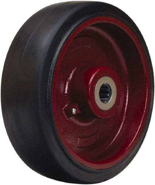 Hamilton - 12 Inch Diameter x 4 Inch Wide, Rubber on Cast Iron Caster Wheel - 1,600 Lb. Capacity, 4-1/4 Inch Hub Length, 1-1/2 Inch Axle Diameter, Straight Roller Bearing - Exact Industrial Supply