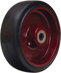 Hamilton - 12 Inch Diameter x 4 Inch Wide, Rubber on Cast Iron Caster Wheel - 1,600 Lb. Capacity, 4-1/4 Inch Hub Length, 1 Inch Axle Diameter, Straight Roller Bearing - Exact Industrial Supply