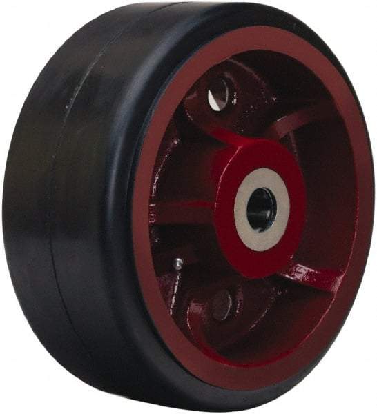 Hamilton - 14 Inch Diameter x 5 Inch Wide, Rubber on Cast Iron Caster Wheel - 2,300 Lb. Capacity, 5-1/4 Inch Hub Length, 1-1/2 Inch Axle Diameter, Straight Roller Bearing - Exact Industrial Supply